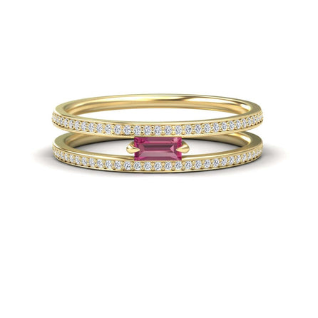 Pink Tourmaline & Diamond Double Band - Bianca