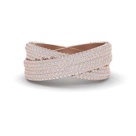 White Diamond Pave Crossover Statement Ring - Noor