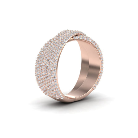 White Diamond Pave Crossover Statement Ring - Noor