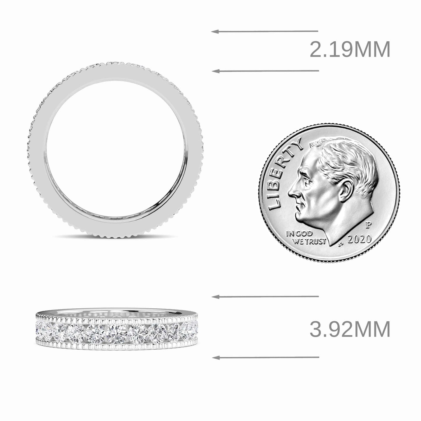 White Diamond Milgrain Edge Eternity Band - Harlow