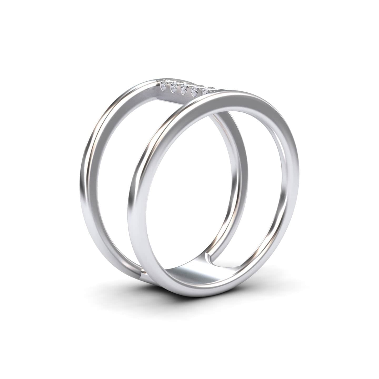 White Diamond Vertical Bar Split Band Ring - Opal