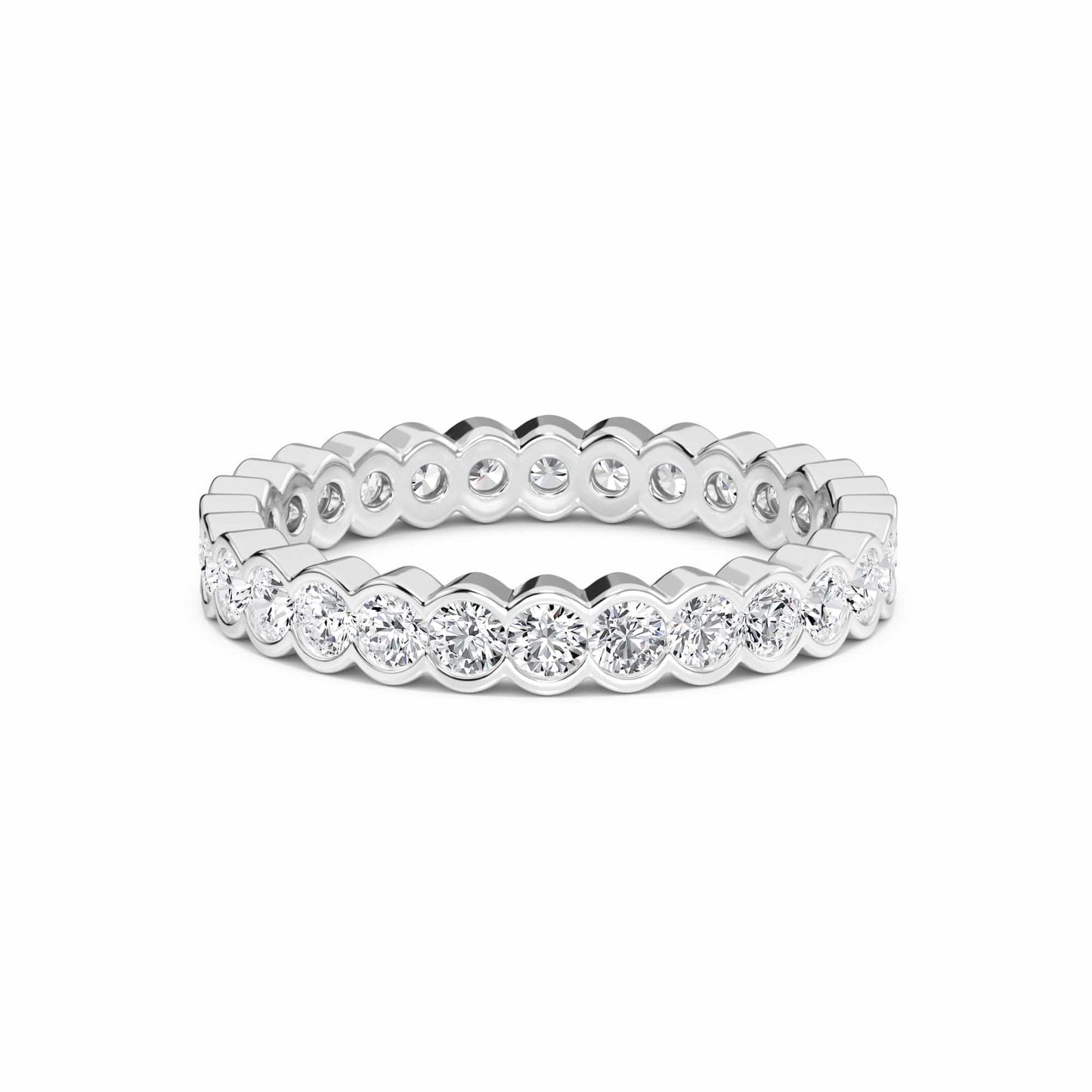 white gold ring with diamond accents on a white background