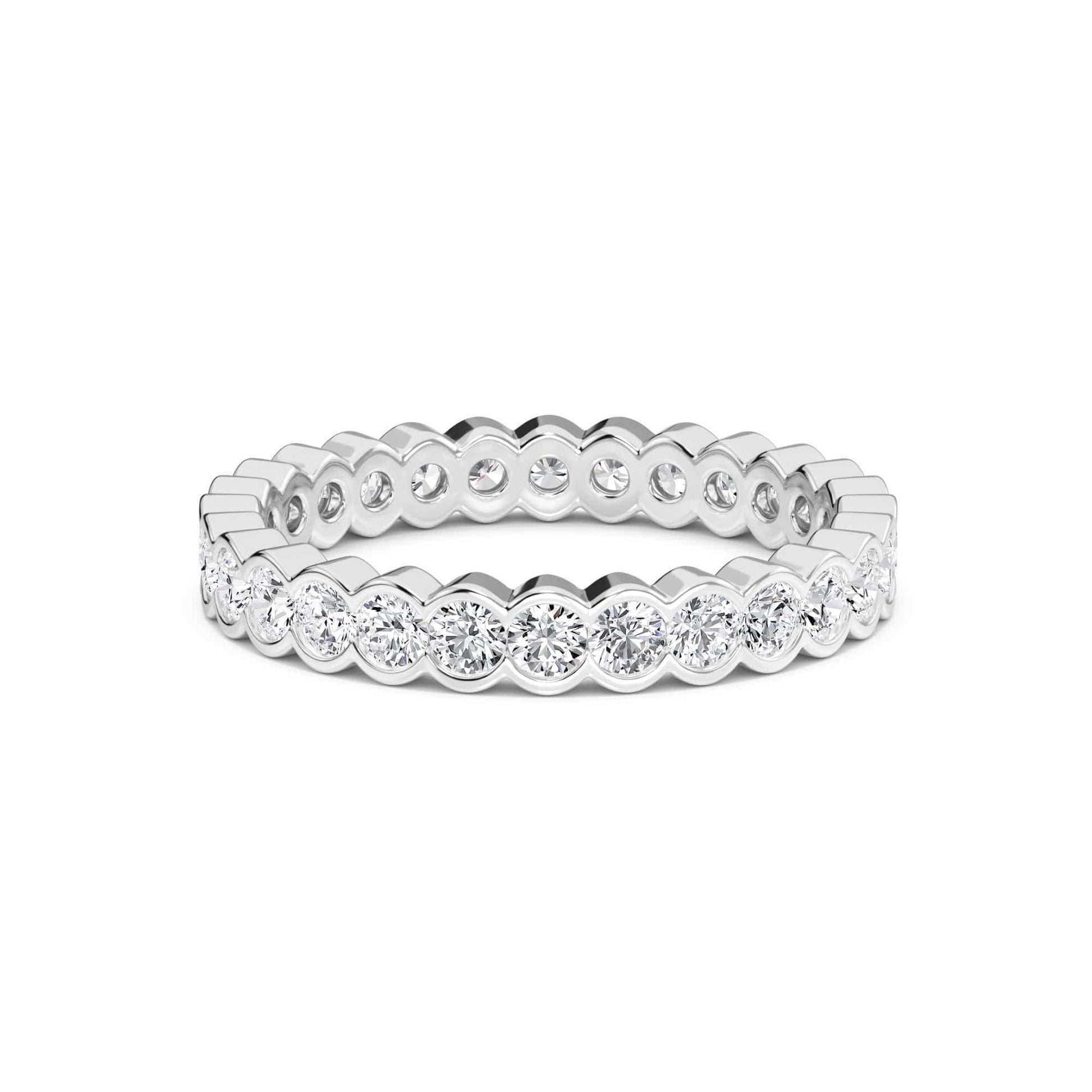 white gold ring with diamond accents on a white background