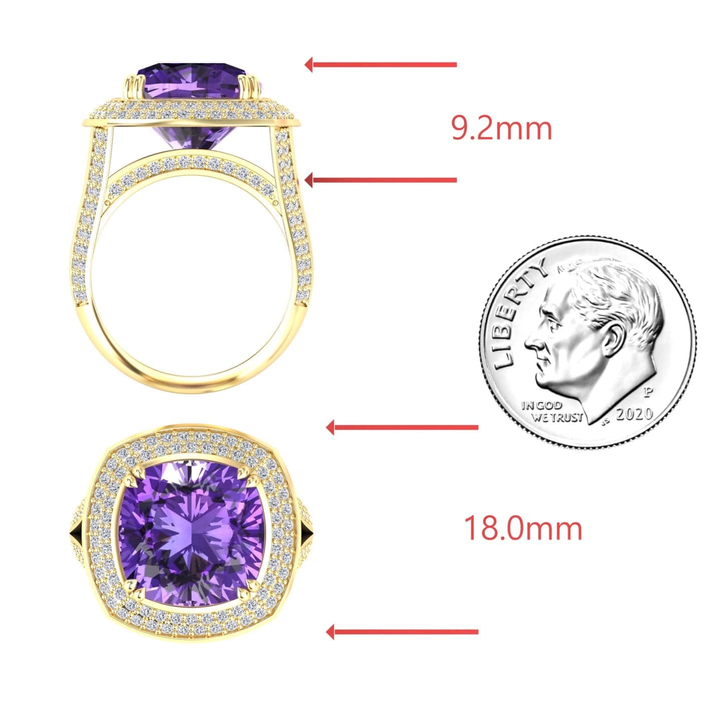 Amethyst & Diamond Halo Statement Ring - Pooja