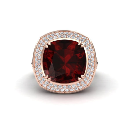 Garnet & Diamond Halo Statement Ring - Pooja