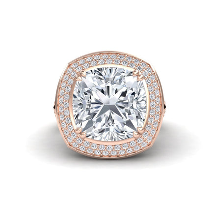 Lab Grown Moissanite & Diamond Halo Statement Ring - Pooja