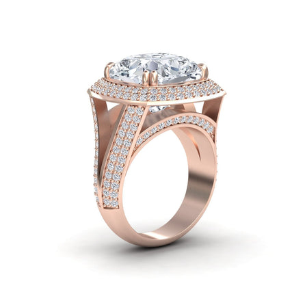 Lab Grown Moissanite & Diamond Halo Statement Ring - Pooja