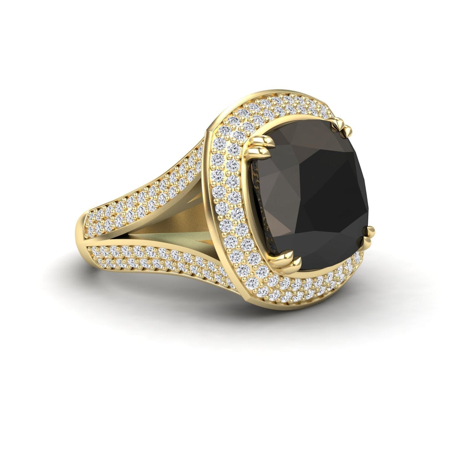 Onyx & Diamond Halo Statement Ring - Pooja