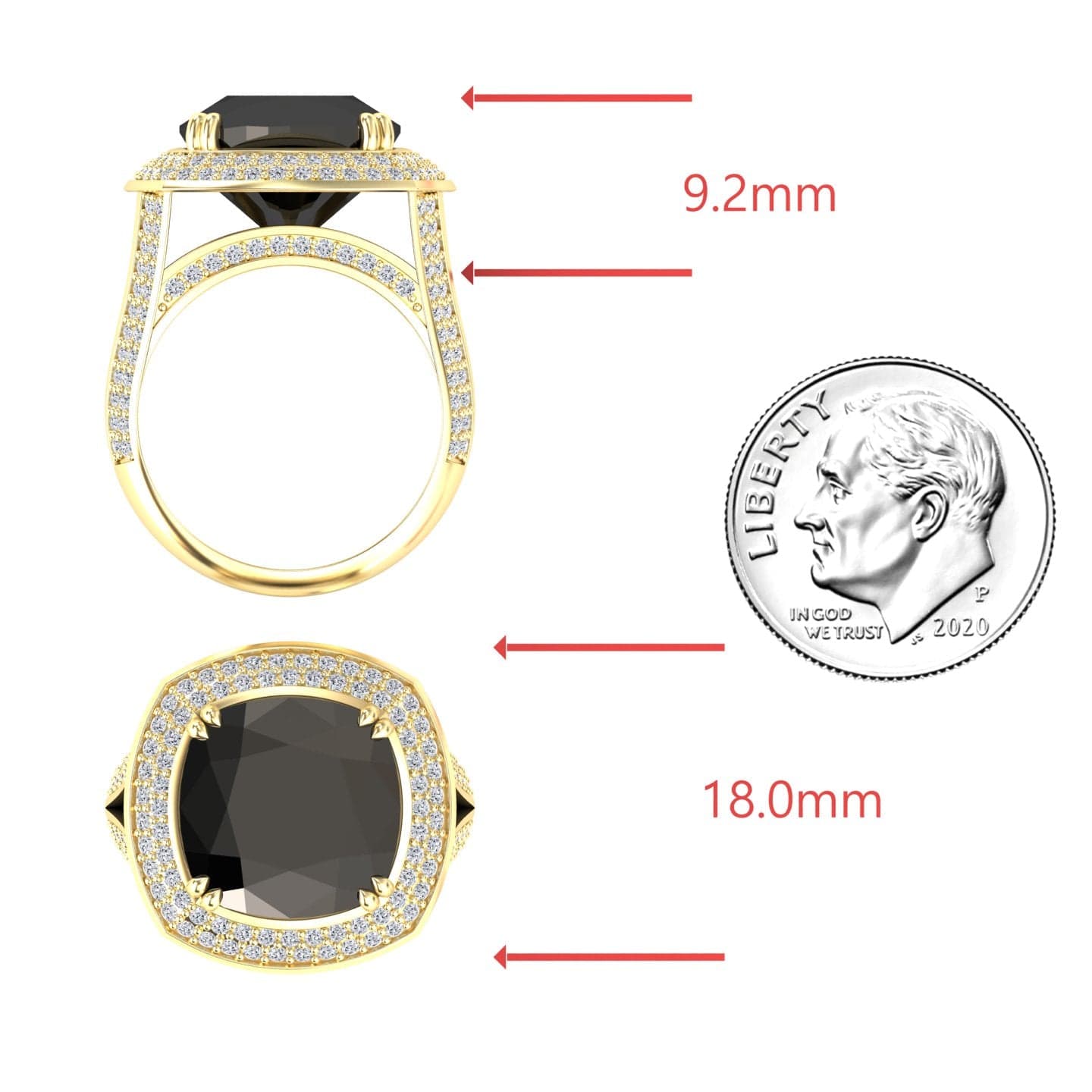 Onyx & Diamond Halo Statement Ring - Pooja