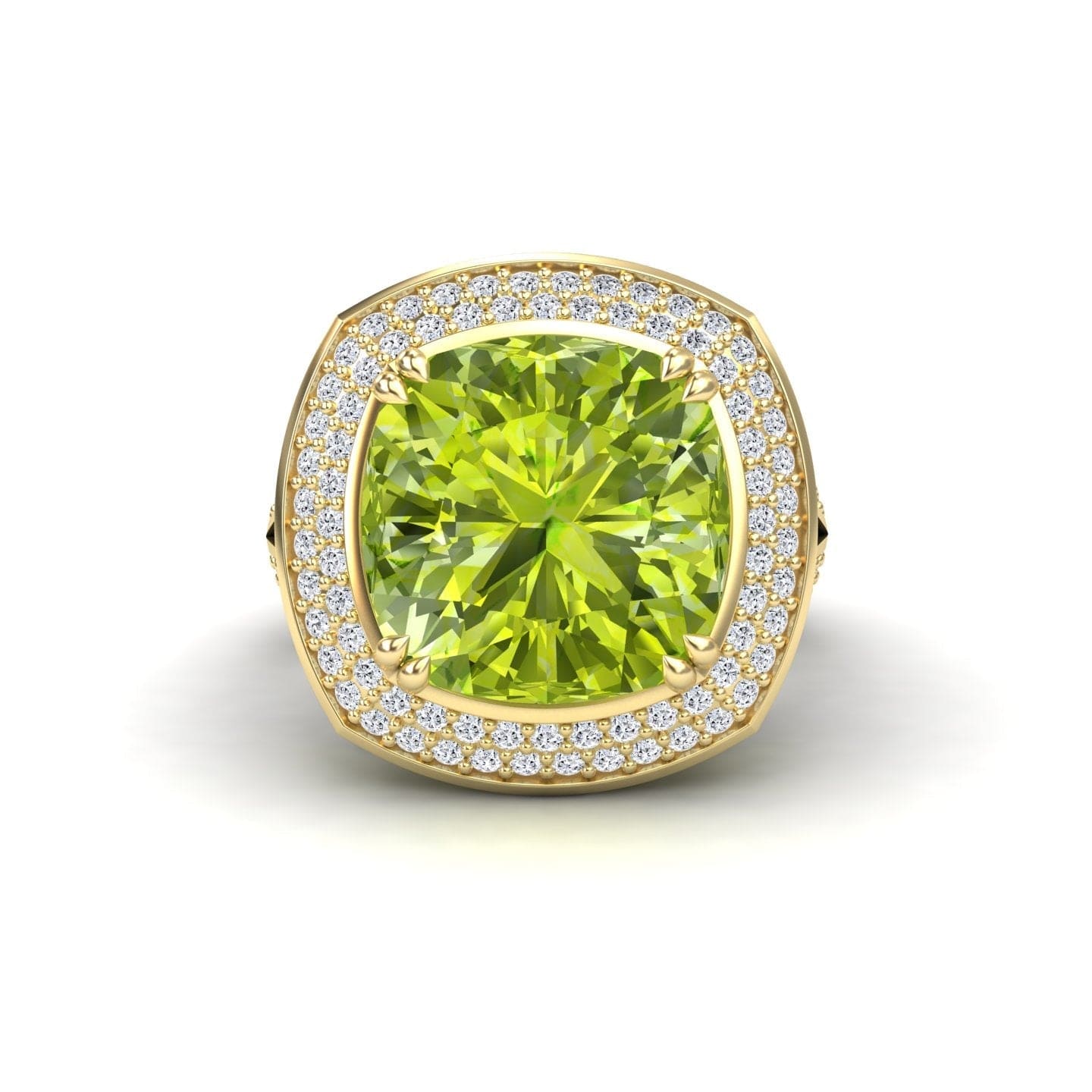 Peridot & Diamond Halo Statement Ring - Pooja