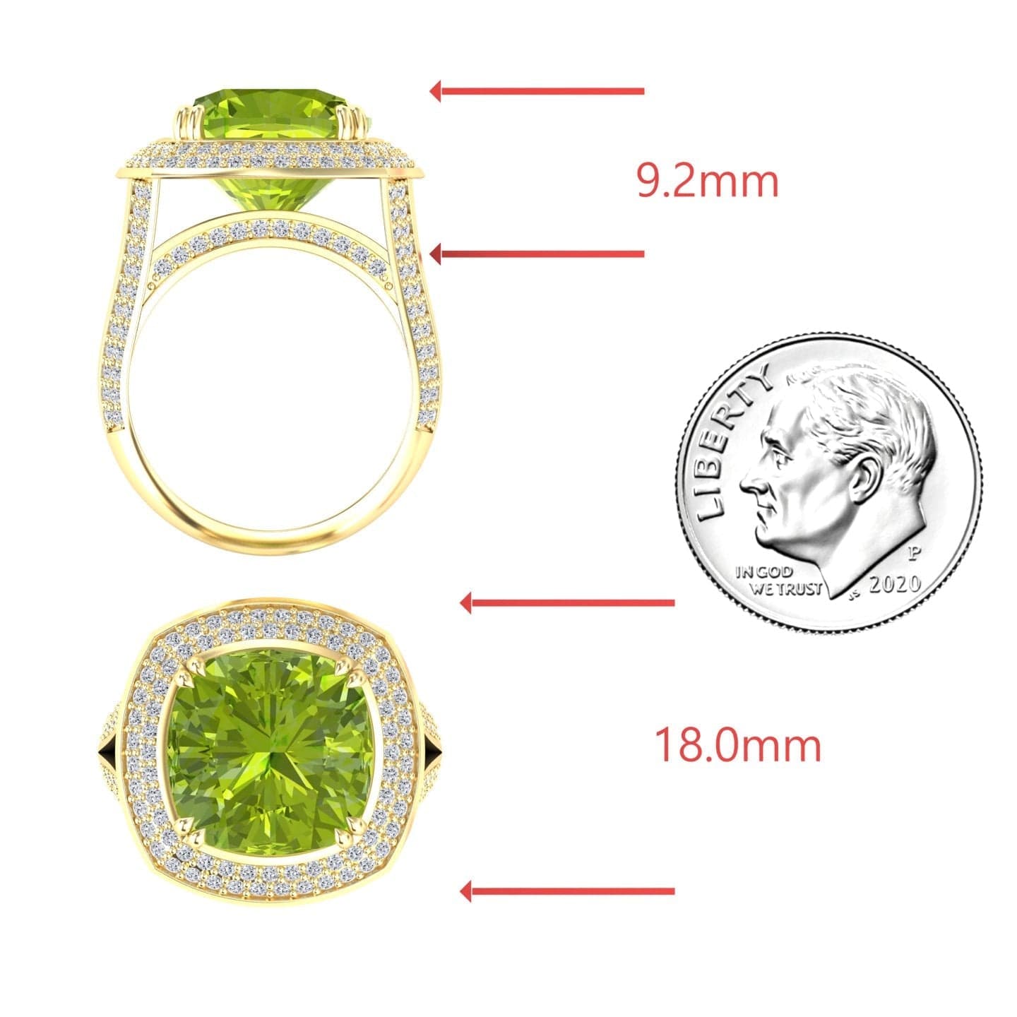 Peridot & Diamond Halo Statement Ring - Pooja