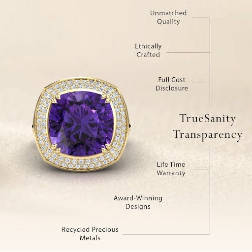 Amethyst & Diamond Halo Statement Ring - Pooja