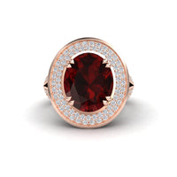 Garnet & Diamond Halo Statement Ring - Roma