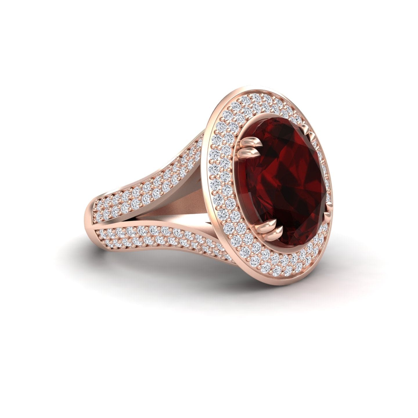 Garnet & Diamond Halo Statement Ring - Roma