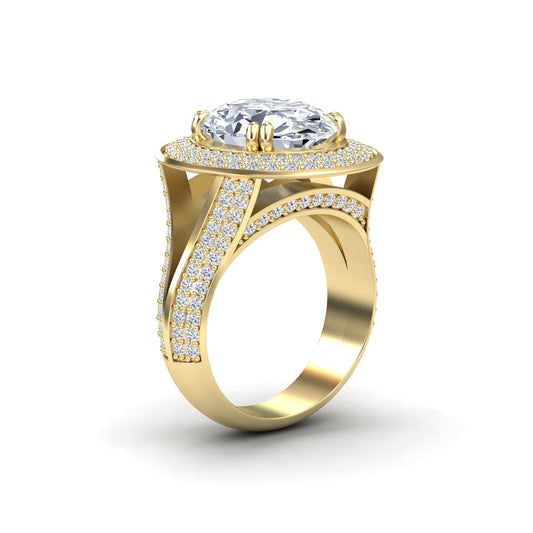Moissanite & Diamond Halo Statement Ring - Roma