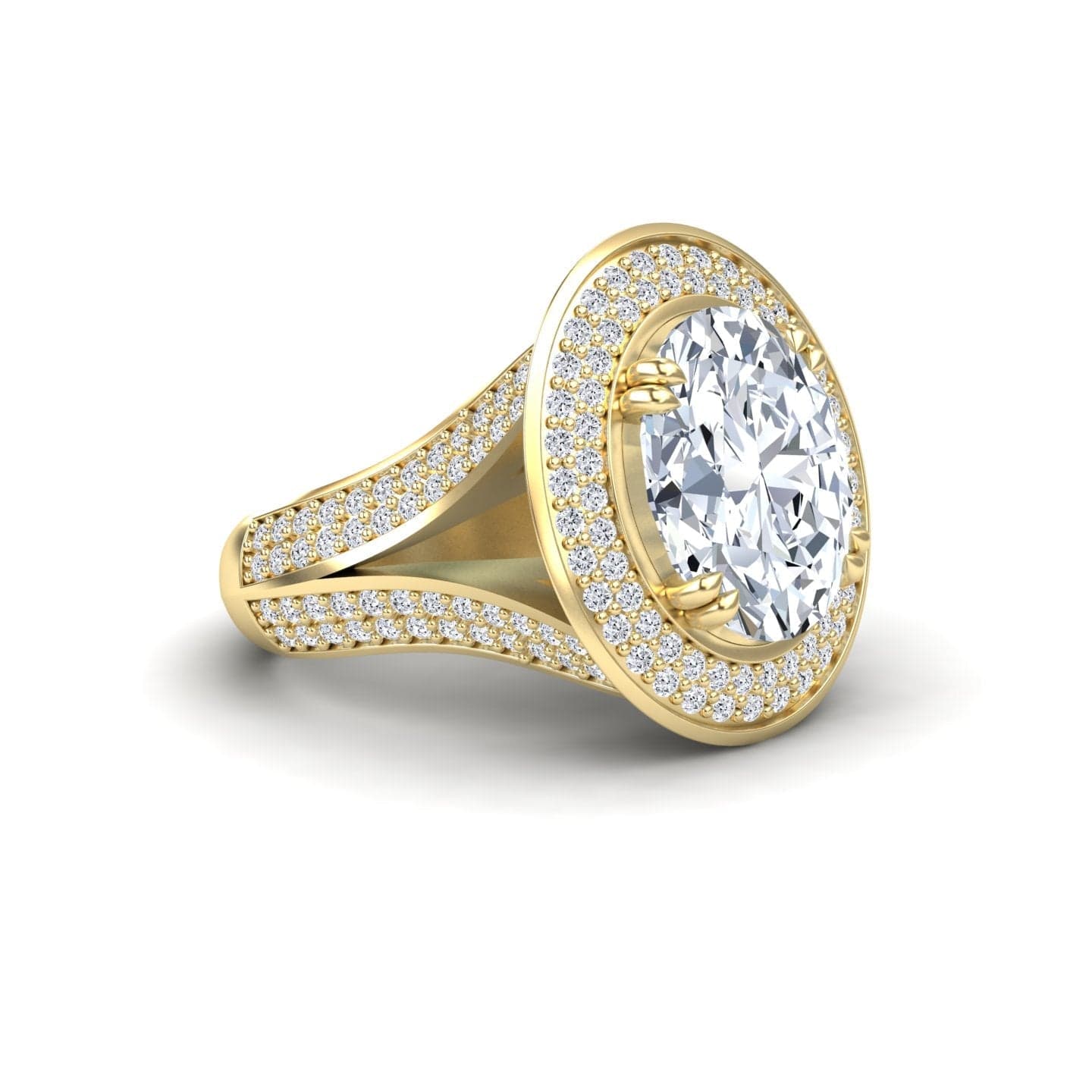 Moissanite & Diamond Halo Statement Ring - Roma
