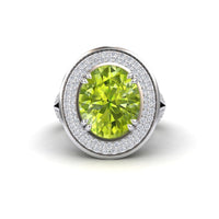 Peridot & Diamond Halo Statement Ring - Roma