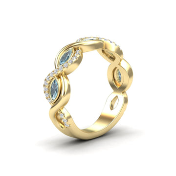 Aquamarine & Diamond Infinity Twist Band - Selma