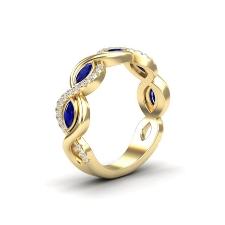 Blue Sapphire & Diamond Infinity Twist Band - Selma