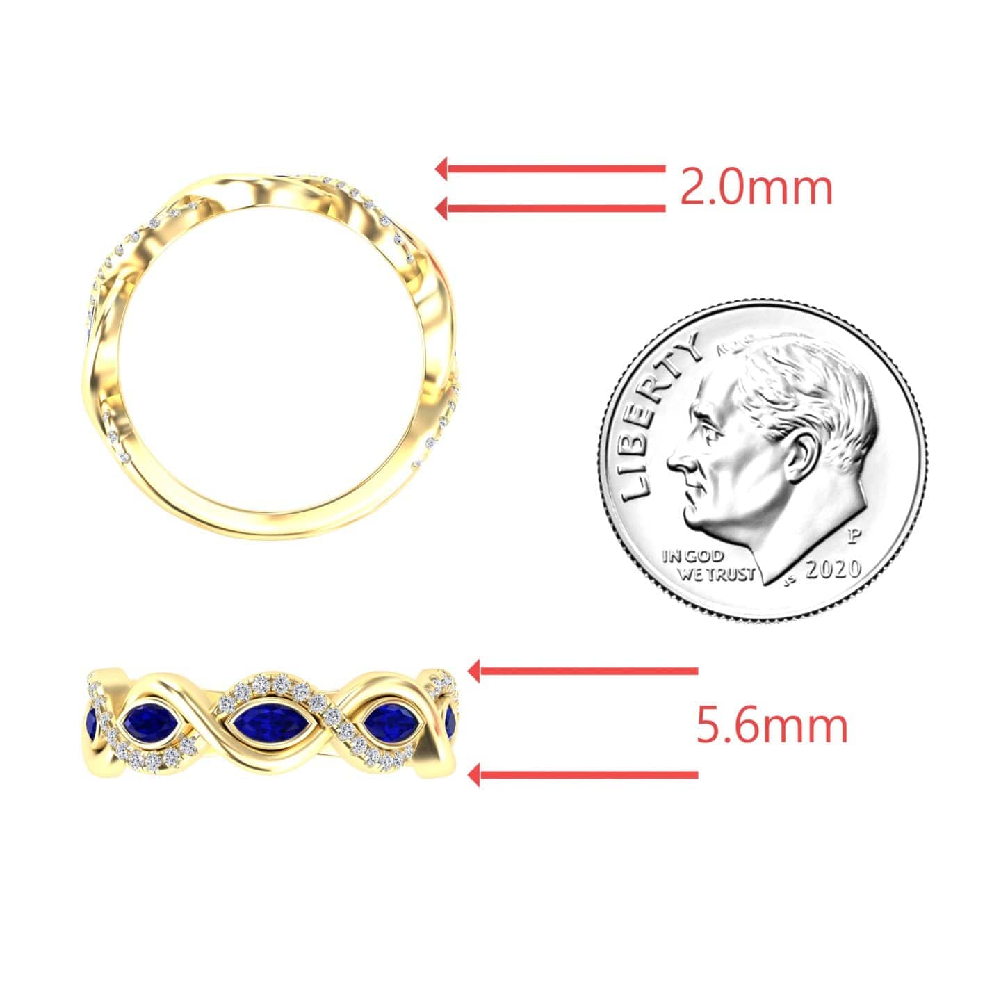 Blue Sapphire & Diamond Infinity Twist Band - Selma