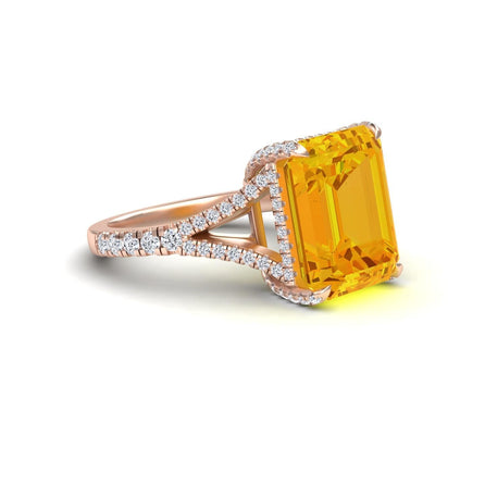 Citrine & Diamond Cocktail Ring - Ziya