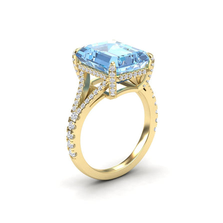 Swiss Blue Topaz & Diamond Cocktail Ring - Ziya