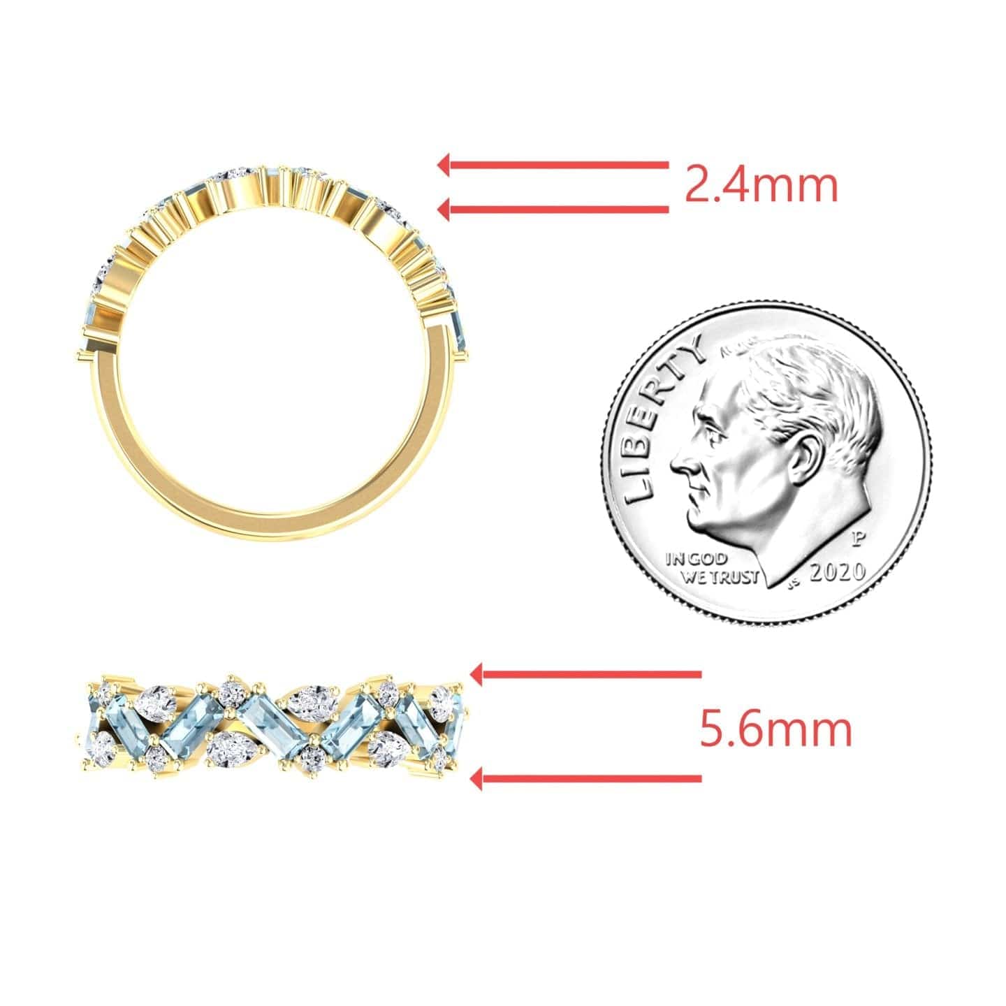 Aquamarine & Diamond Zigzag Eternity Band - Aimee