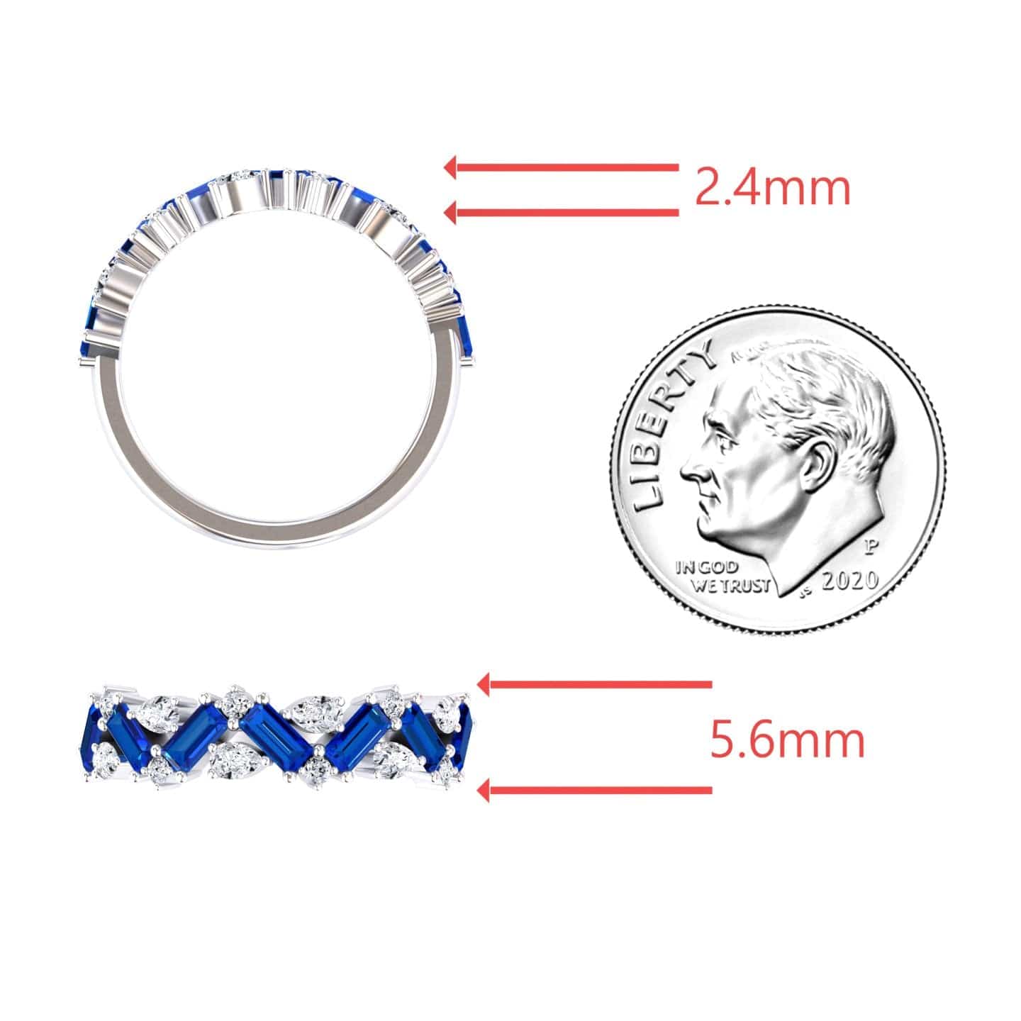 Blue Sapphire & Diamond Zigzag Eternity Band - Aimee