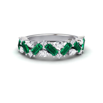 Emerald & Diamond Zigzag Eternity Band - Aimee