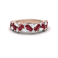 Ruby & Diamond  Zigzag Eternity Band - Aimee