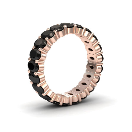 The Black Diamond Full Eternity Band - Diana features round black diamonds set all around in rose gold, shown on a white background.