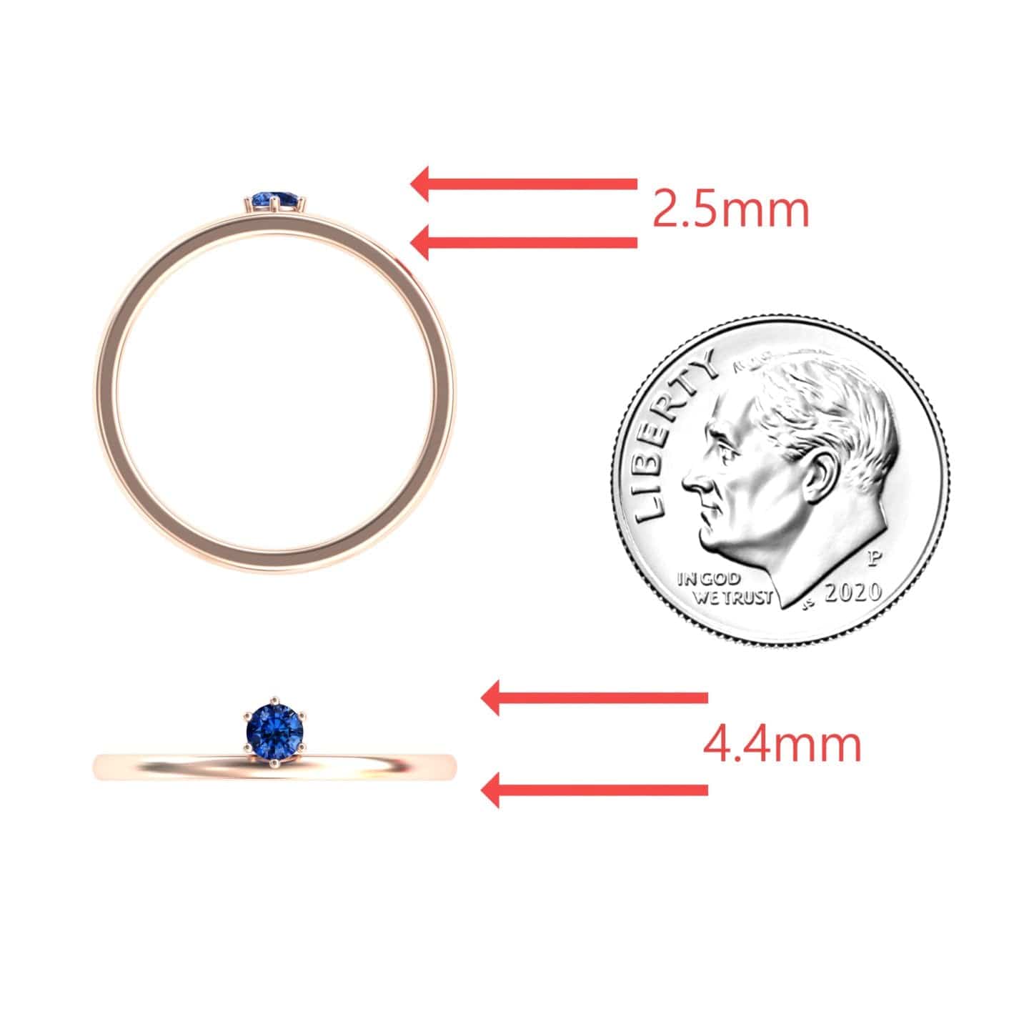 Blue Sapphire Solitaire Petite Ring - Faria