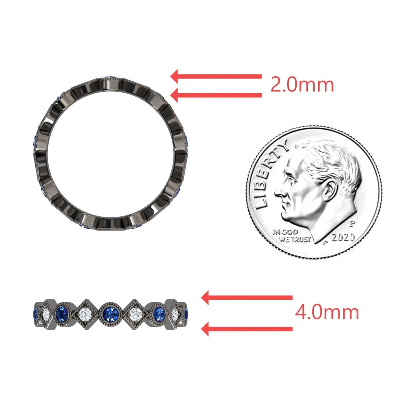 Blue Sapphire & Diamond Geometric Eternity Band - Hetal