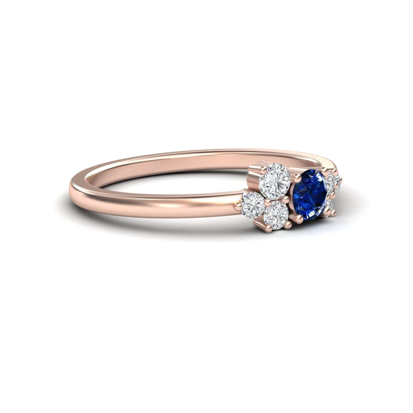Blue Sapphire & Diamond Cluster Ring - Liana