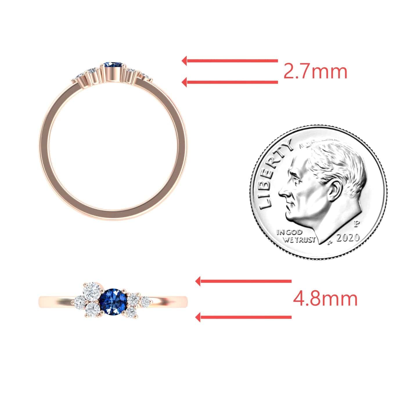 Blue Sapphire & Diamond Cluster Ring - Liana