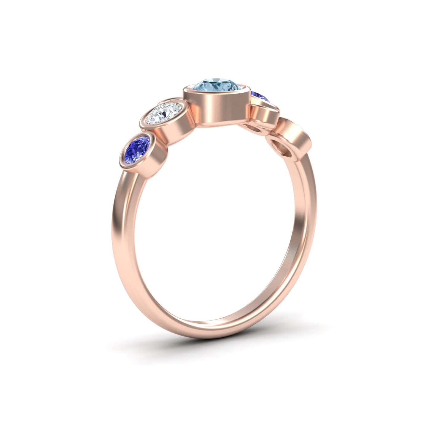 Aquamarine & Tanzanite Bubble Ring - Carmen