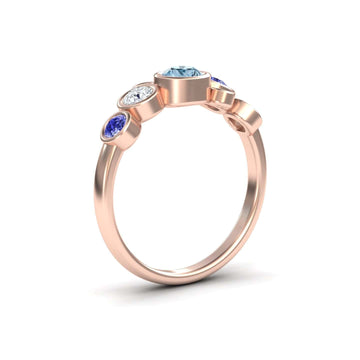 Aquamarine & Tanzanite Bubble Ring - Carmen