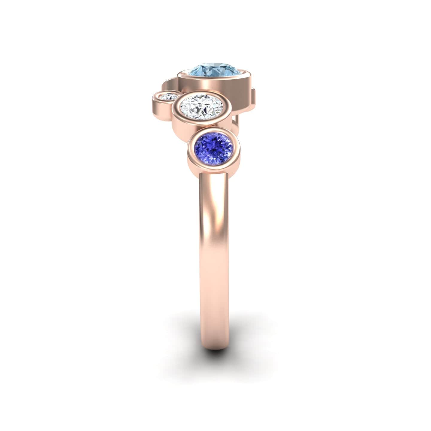 Aquamarine & Tanzanite Bubble Ring - Carmen