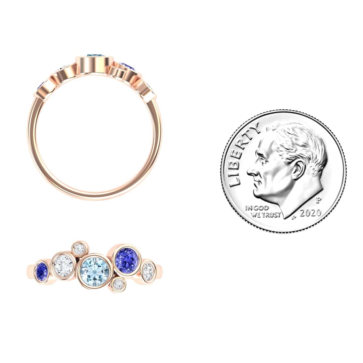 Aquamarine & Tanzanite Bubble Ring - Carmen