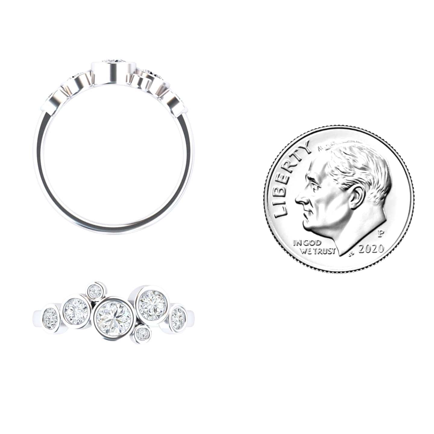 White Diamond Bubble Ring - Carmen