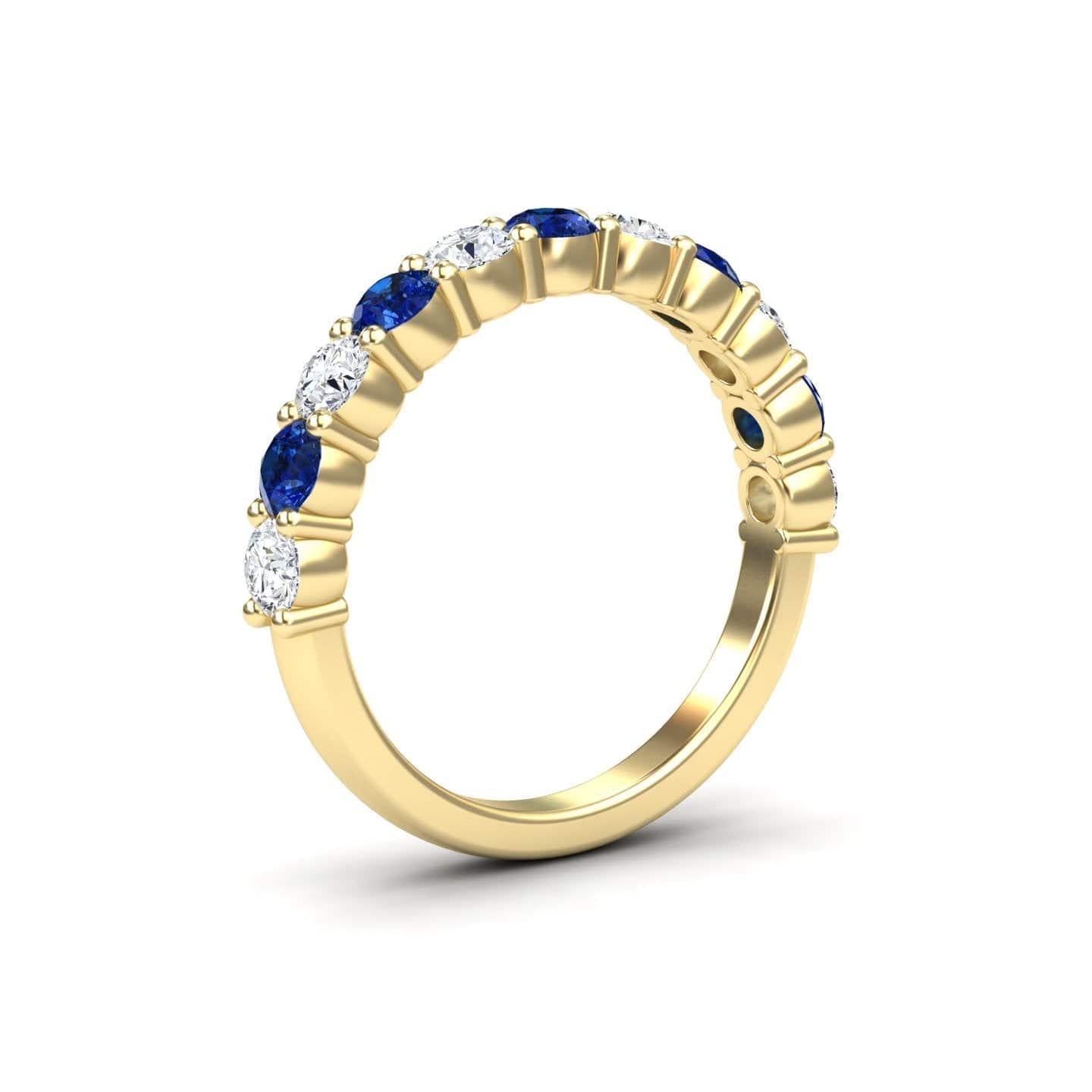 Blue Sapphire & Diamond Half Eternity Wedding Ring - Parveen