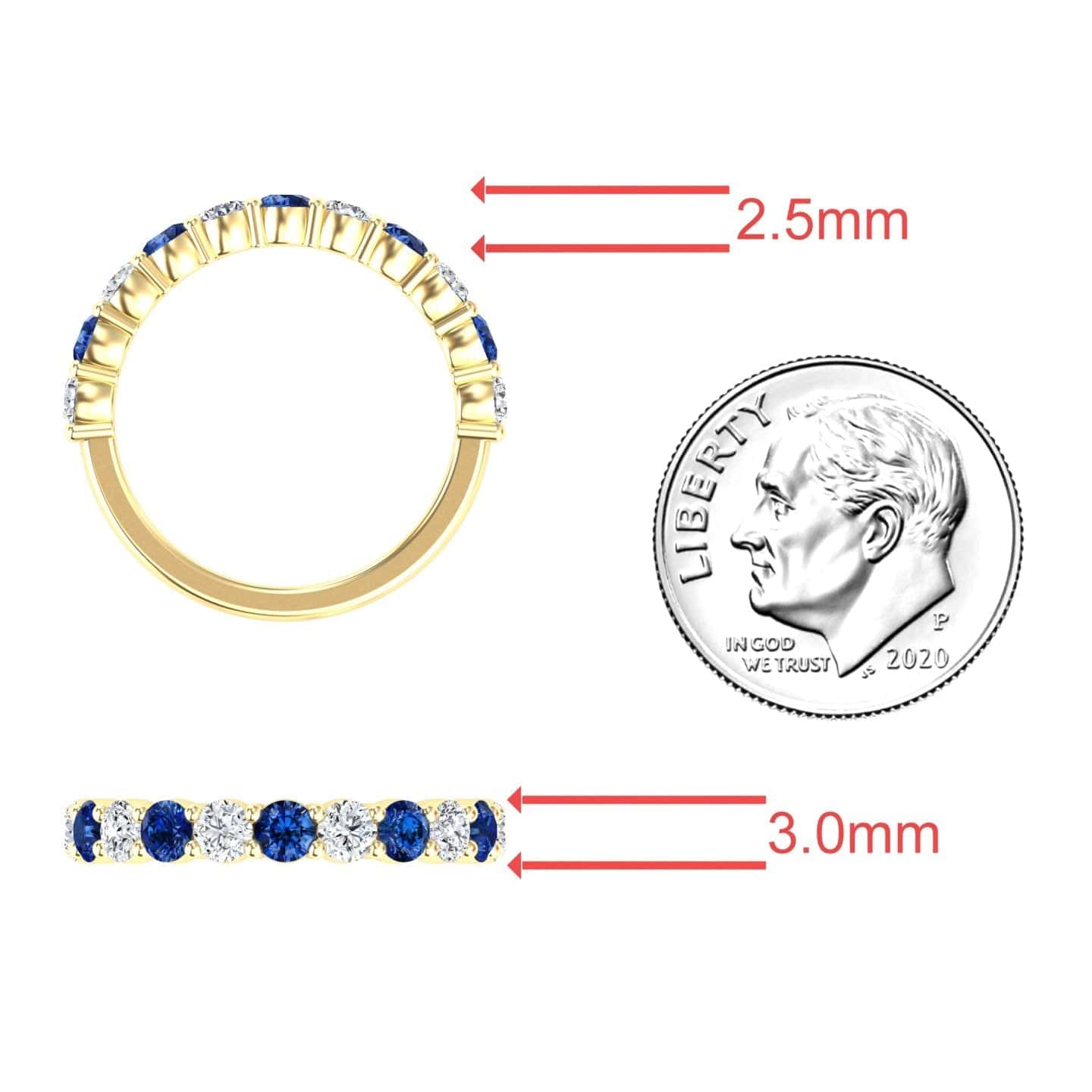 Blue Sapphire & Diamond Half Eternity Wedding Ring - Parveen