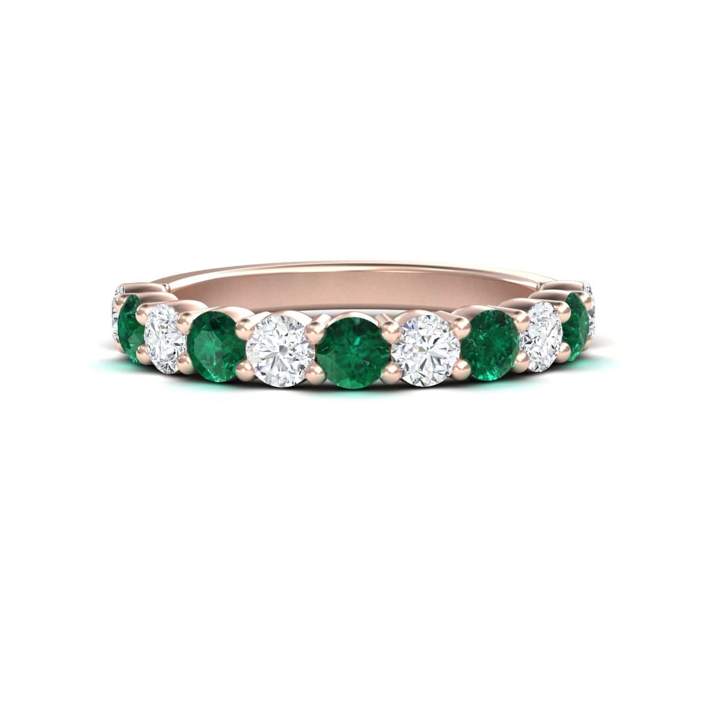 Emerald & Diamond Half Eternity Wedding Ring - Parveen
