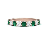 Emerald & Diamond Half Eternity Wedding Ring - Parveen