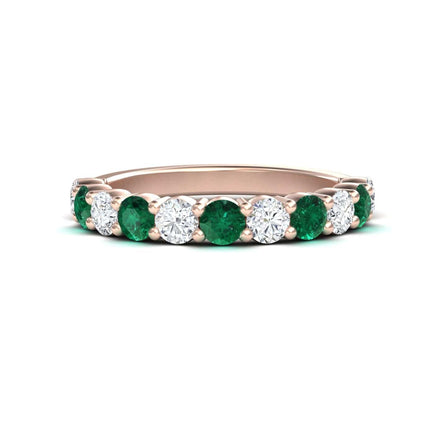 Emerald & Diamond Half Eternity Wedding Ring - Parveen