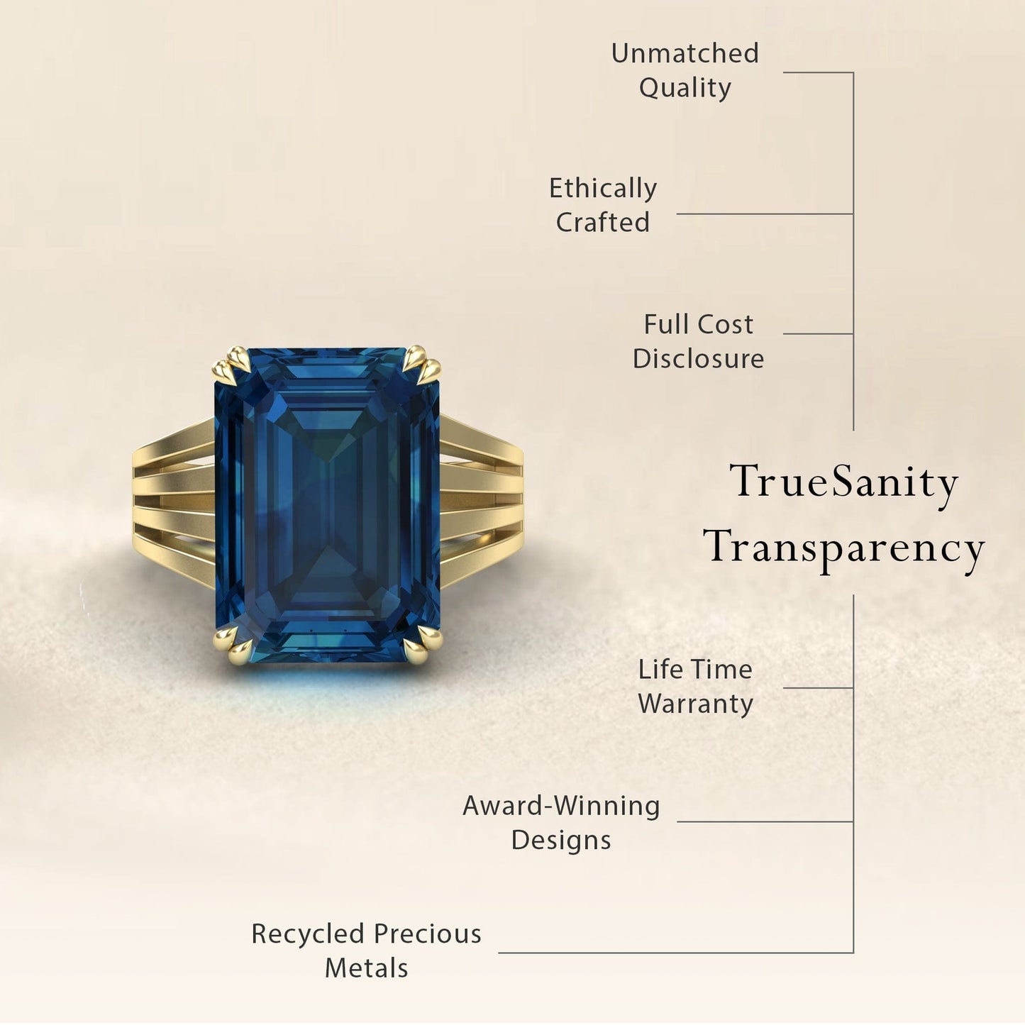 London Blue Topaz & Diamond Fashion Solitaire Ring - Tasmia