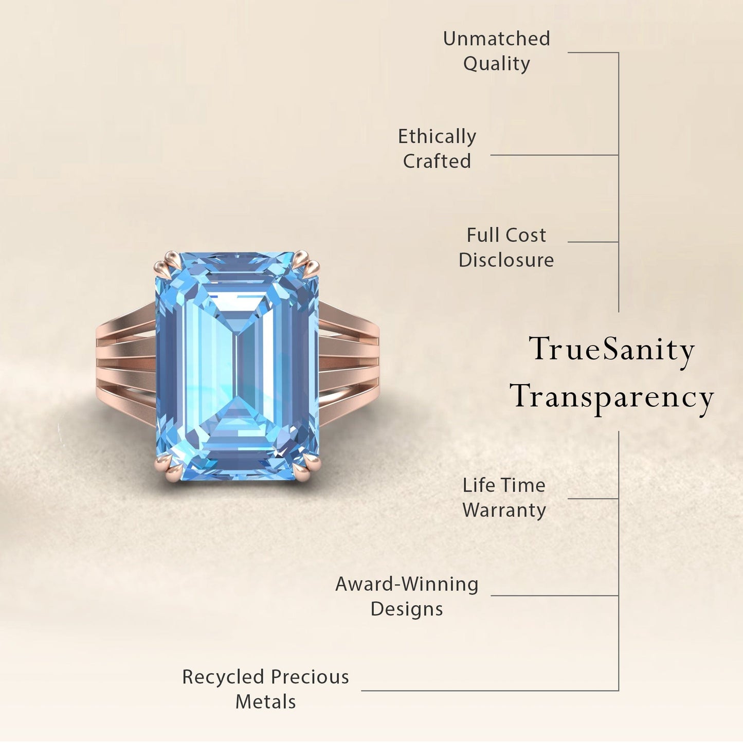 Swiss Blue Topaz & Diamond Fashion Solitaire Ring - Tasmia