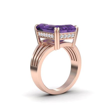 Amethyst & Diamond Fashion Solitaire Ring - Tasmia