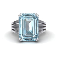 Aquamarine & Diamond Fashion Solitaire Ring - Tasmia