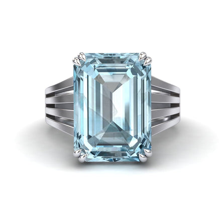 Aquamarine & Diamond Fashion Solitaire Ring - Tasmia